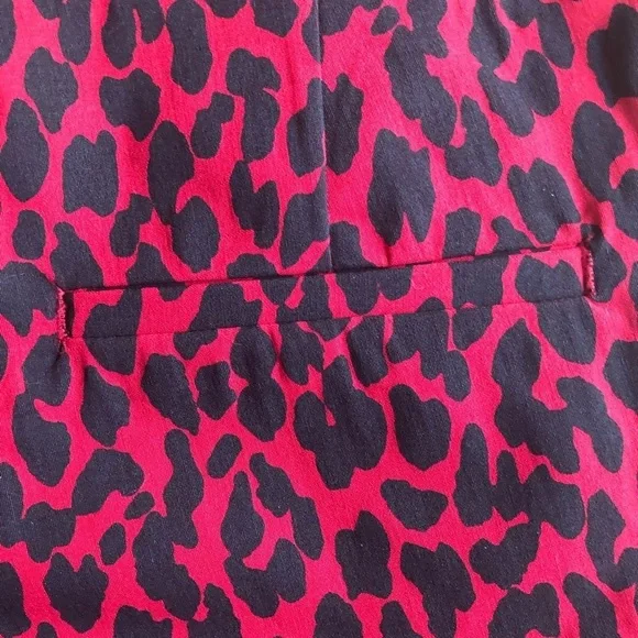 NEW Zara Basic cheetah red/black cropped pant Small Safari Casual - Picture 14 of 15